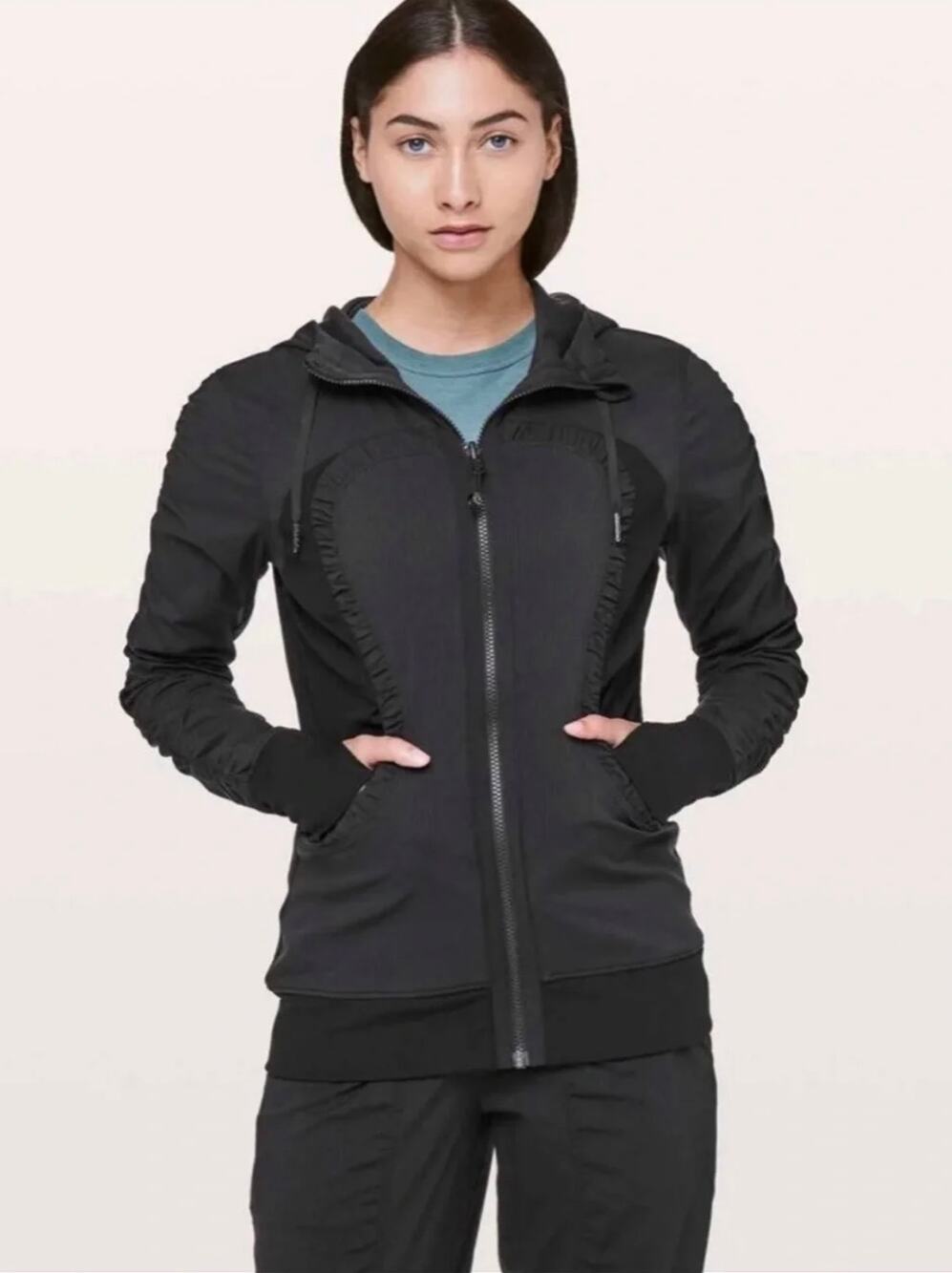 Lululemon Black Dance Studio Jacket III Reversible Hooded Full Zip Size 10 L